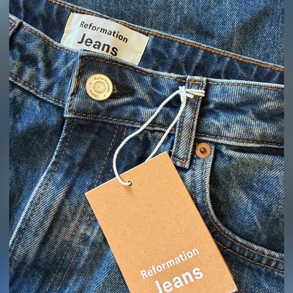 Reformation Liza Ultra High Rise Straight Icarian Blue Denim Jeans NEW size 30 - Picture 6 of 8